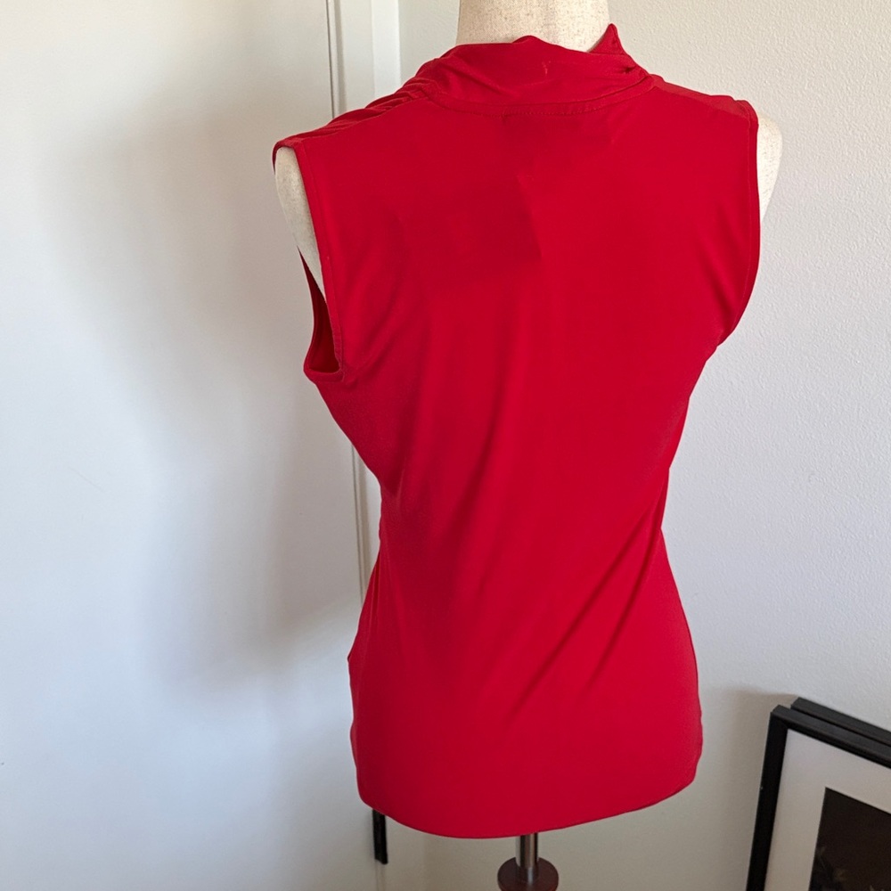 Dkny Red Faux-Wrap Sleeveless Blouse - Picture 3 of 5